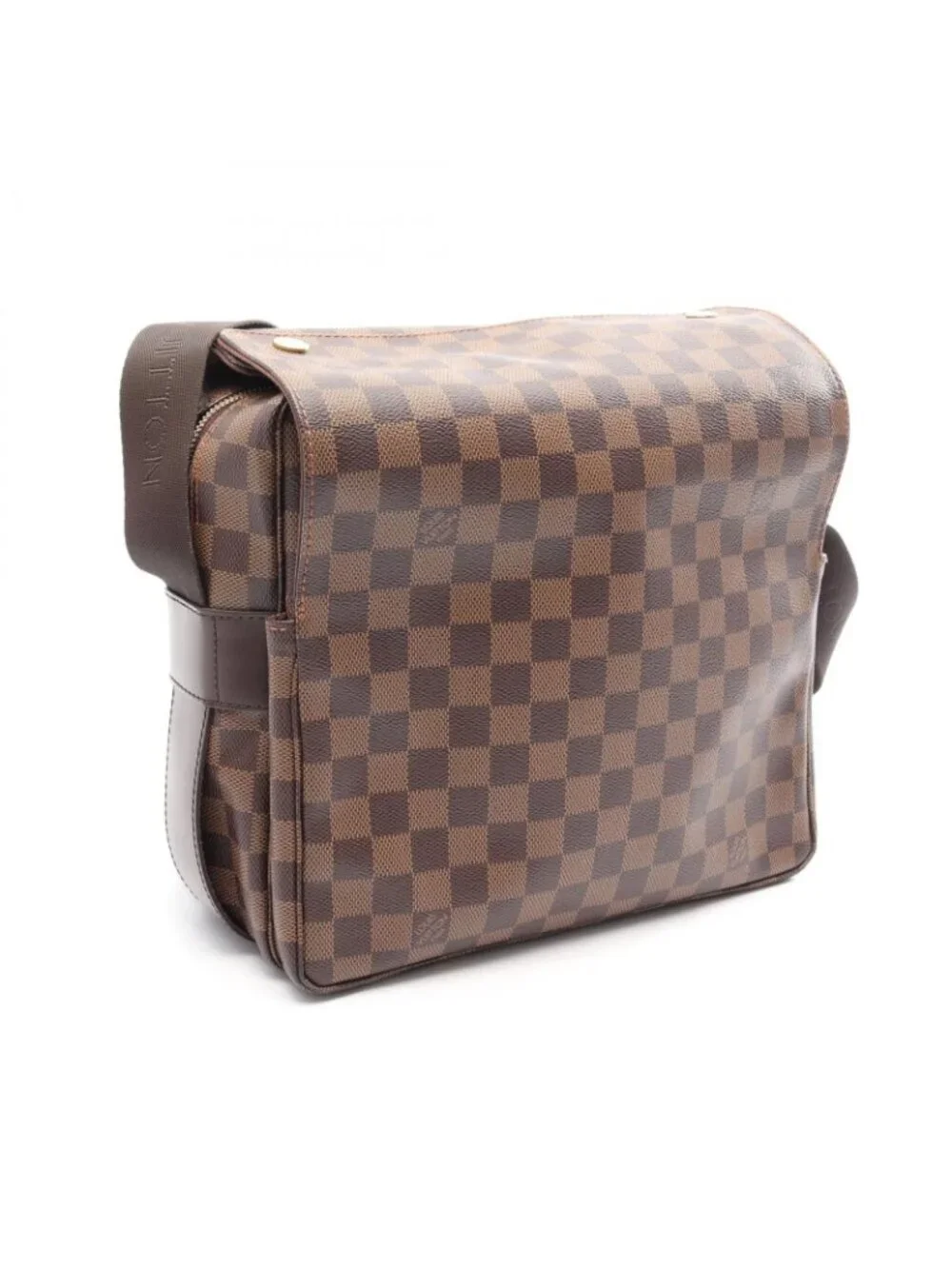 Louis Vuitton Shoulder Bag Naviglio Damier Ebene Canvas Leather